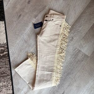 Ralph Lauren Cream Fringe Flare Jeans